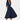 Marine blue elegant A-line midi dress with a formal boat neck and half sleeves, designed for a flattering fit.
