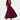 
A red wine-colored, elegant A-line midi dress featuring a formal boat neck and half sleeves, suitable for formal occasions. The dress is worn by a person with styled hair, highlighting the shoulders, neck, and waist.