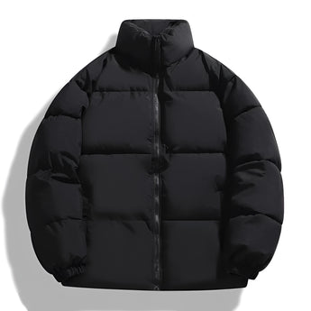 Black Ivory High Collar Men's Winter Down Puffer Jacket in 5XL, featuring insulated material and urban fashion design with a high collar and long sleeves.