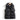 Ivory quilted sleeveless lightweight puffer vest with a high collar, designed for winter fashion, shown in black color and size XL.