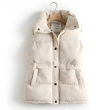 Ivory quilted sleeveless lightweight puffer vest in a beige color, size XL, featuring a fashionable design ideal for winter wear.