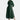 Ivory satin trench coat in a green color, featuring a fashionable collar and long sleeves, designed as an elegant winter overcoat in a one-piece style, shown in size 3XL.