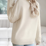 Ivory women's lightweight cable knit sweater featuring long sleeves, a comfortable fit, and a stylish design suitable for fall wear.
