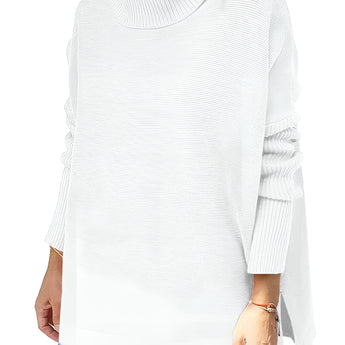 Ivory women's oversized cozy turtleneck sweater in an XXL size, featuring long sleeves and a relaxed fit, ideal for casual winter wear.