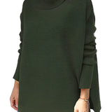 
A green oversized cozy turtleneck sweater designed for women, featuring long sleeves and a casual knit style perfect for winter wear.