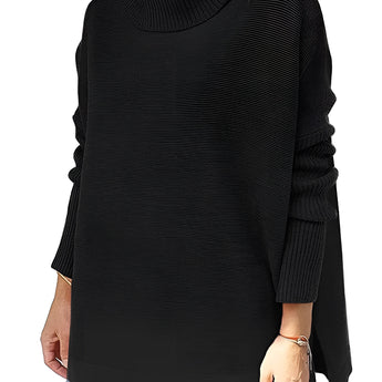
A black oversized turtleneck sweater for women in size XXL, featuring long sleeves and a cozy knit texture, perfect for casual winter wear.