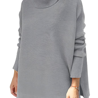 Ivory women's oversized cozy turtleneck sweater in gray, featuring a relaxed fit with long sleeves, designed for casual winter wear.
