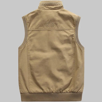 Men's khaki lightweight bomber jacket with ribbed collar and snap button closure, featuring a neutral beige-brown color and designed with long sleeves.