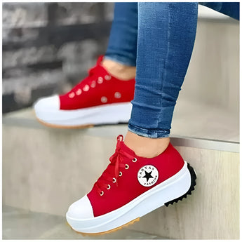 Red LED sneakers for women with neon sole, rechargeable, fashionable light-up shoes, size 43.