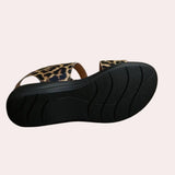 Leopard Print Slip-Resistant Women's Sandals in shades of brown and grey, featuring a trendy design suitable for summer and outdoor activities, made of synthetic rubber and composite materials.
