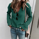 Dark green ribbed knit sweater for women in size 5XL, featuring a casual chic style with a round neckline and long sleeves.
