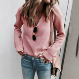 Light beige ribbed knit sweater in a casual chic style for women, displayed in a pink color with a size of 5XL. The sweater features a comfortable, textured fabric with long sleeves and a classic neckline, ideal for pairing with jeans or other stylish wardrobe pieces.