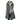 Light beige slim fit women's hooded quilted winter coat with a gray hue, featuring long sleeves and a stylish collar design, displayed on a mannequin against a plain background.
