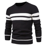 Light blue men's geometric crew neck knit sweater with long sleeves and an intricate pattern, ideal for casual winter wear.