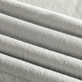 Light grey men's short sleeve linen dress shirt with mandarin collar, breathable fabric, close-up view.