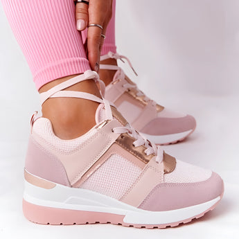 Lightweight beige women's low-top fashion sneakers with a chic and breathable design, suitable for walking and casual sportswear.