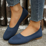 Navy blue ballet flats featuring breathable mesh material, suitable for summer walking.