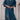 Peacock blue linen midi dress featuring a button-down front, three-quarter sleeves, and a neutral undertone, designed for a size 5XL.