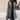 Elegant long black slim fit women's coat in gray, featuring a classic overcoat design with a stylish collar, full-length sleeves, and tailored waist, perfect for winter.