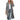 Gray long camel coat for women with a waterfall open front design, displayed on a mannequin. The coat features a stylish autumn trench style with long sleeves, a defined waist, and a collar. The coat's material and cut create a sophisticated look, suitable for a 2XL size.