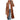 Long camel coat for women in a waterfall open front design, shown in a brown color and size 2XL. The coat features a stylish and elegant autumn look with a focus on the shoulder, arm, neck, sleeve, and waist areas. The fabric appears to be a soft textile in a beige shade, adding to the overall fashionable appearance. A bag is visible in the image, complementing the outfit.