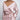 Luxurious pink satin silk wrap blouse with a deep V-neck and jeweled belt, shown in size 2XL.