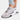Luxurious women's designer sneakers in a white and gray animal print design with metallic accents, styled for outdoor walking and sportswear, in size 42.