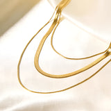 Luxury 18K gold plated snake chain necklace showcasing a sleek and elegant design, suitable as a fashionable and waterproof jewelry accessory.