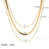 Luxury 18K Gold Plated Snake Chain Necklace with sleek and elegant design, waterproof, 41+4.5cm length, gold color, made in China, displayed on a white background.