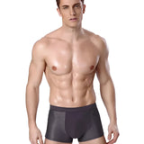 A man wearing luxury bamboo boxer briefs, showing breathable and moisture-wicking fabric in a multi-pack.