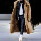 
Alt Text: A luxury men's oversized designer winter fur coat in khaki color, featuring a plush fur collar and long sleeves. The coat is made from natural materials and reaches knee length, providing a warm and stylish option for winter wear. Available in size 4XL.