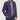 Luxury men's tan suede blazer in a single-breasted design, featuring a stylish purple inner lining. The model wearing the coat has a beard and is dressed in a grey dress shirt with a visible collar and sleeves.