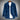 Luxury navy blue textured upholstery fabric with a designer material appearance, featuring a rich azure hue and subtle texture. The fabric is showcased in a large swatch, emphasizing the intricate weave and high-quality finish ideal for creating tailored garments like blazers or coats.