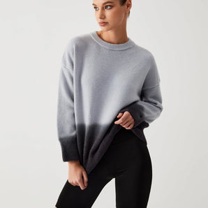 Luxury Women's Gray Cashmere Oversized Sweater - Soft Knitwear
