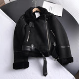 Luxury women's tan suede faux fur winter jacket featuring long sleeves, a plush faux fur collar, and a stylish design suitable for cold weather.