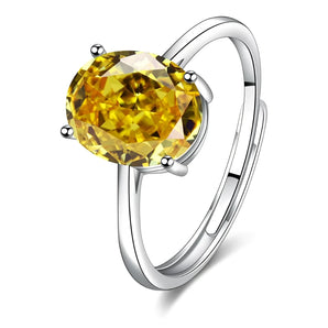 Luxury yellow diamond ring made from 925 sterling silver with a round cut yellow gemstone, designed by MEEKCAT.