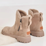 Brown and beige Maria™ Women's Cozy Winter Ankle Boots with fur lining and slip-resistant soles, designed for outdoor wear and fashion appeal.