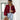 Maroon cropped women's suede jacket in size XL, styled with trendy casual fashion, featuring a rich Bordeaux color. The model is accessorized with sunglasses, wearing the jacket over a white top and trousers.