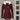 Maroon women's hooded winter parka with faux fur lining, featuring long sleeves, a high collar, and a comfortable fit, photographed against a white background.