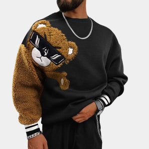 Men's 3D Teddy Bear Sweatshirt featuring a cozy design with long sleeves and a comfortable fit, perfect for winter streetwear.