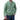 Men's green quarter zip sweater with a ribbed collar, worn by a model, showcasing the sleeve and collar details.
