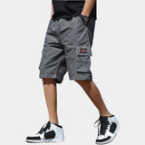 Men's gray utility cargo shorts in 4XL size, featuring a lightweight design and multiple pockets, ideal for summer wear.