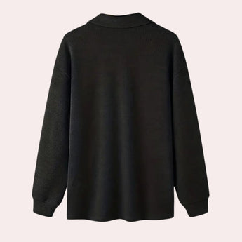 Men's black cotton crewneck sweater featuring long sleeves and a lightweight design, suitable for casual winter wear.
