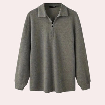 Men's gray cotton crewneck sweater in size 5XL, featuring long sleeves and a simple, pattern-free design.
