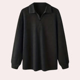 Men's black cotton crewneck sweater in size 5XL, featuring a lightweight design ideal for casual winter wear, showcasing a simple pattern and long sleeves.