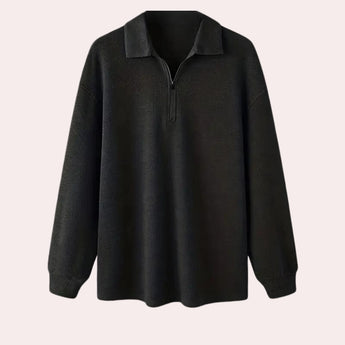 Men's black cotton crewneck sweater in size 5XL, featuring a lightweight design ideal for casual winter wear, showcasing a simple pattern and long sleeves.