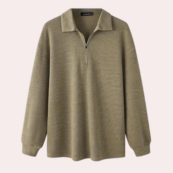 Men's khaki 5XL cotton crewneck sweater with long sleeves, casual design, and lightweight construction for winter fashion.