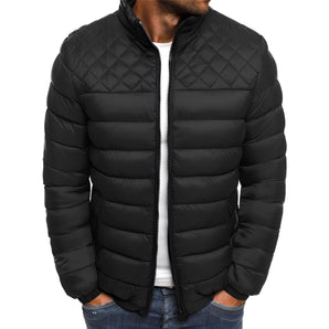 Men's black diamond quilted lightweight bomber jacket in Nero color, displayed on a mannequin, showcasing the jacket's design details including sleeves, shoulder, and neck area.