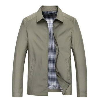 Men's beige weatherproof trench coat in 2XL size featuring a black gingham lining, with a classic collar and long sleeves, showcasing a stylish and chic design.