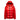 Man wearing a black glossy hooded puffer jacket with a red collar, insulated for winter, in size 3XL.